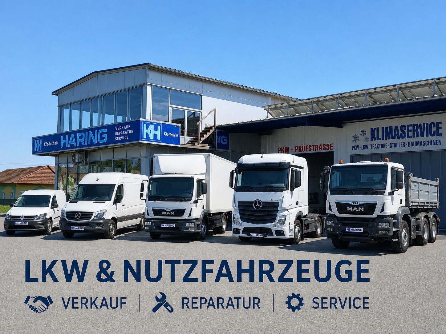 KHARING Außenansicht mit Nutzfahrzeugen